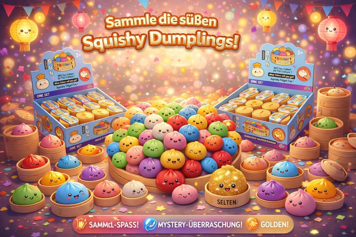 Squishy Dumpling XXL Viral Mystery | Tiktok Trend Überraschungs Anti-Stress Spielzeug Für Kinder | Super Weiche Squishys Dumplings Zum Sammeln | Cute Steamed Buns | Inkl. CLXO Versandschutz