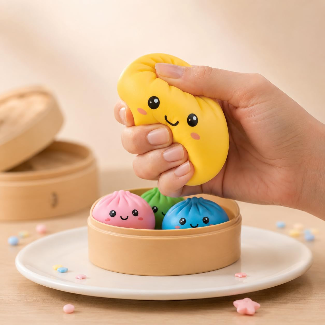 Squishy Dumpling XXL Viral Mystery | Tiktok Trend Überraschungs Anti-Stress Spielzeug Für Kinder | Super Weiche Squishys Dumplings Zum Sammeln | Cute Steamed Buns | Inkl. CLXO Versandschutz